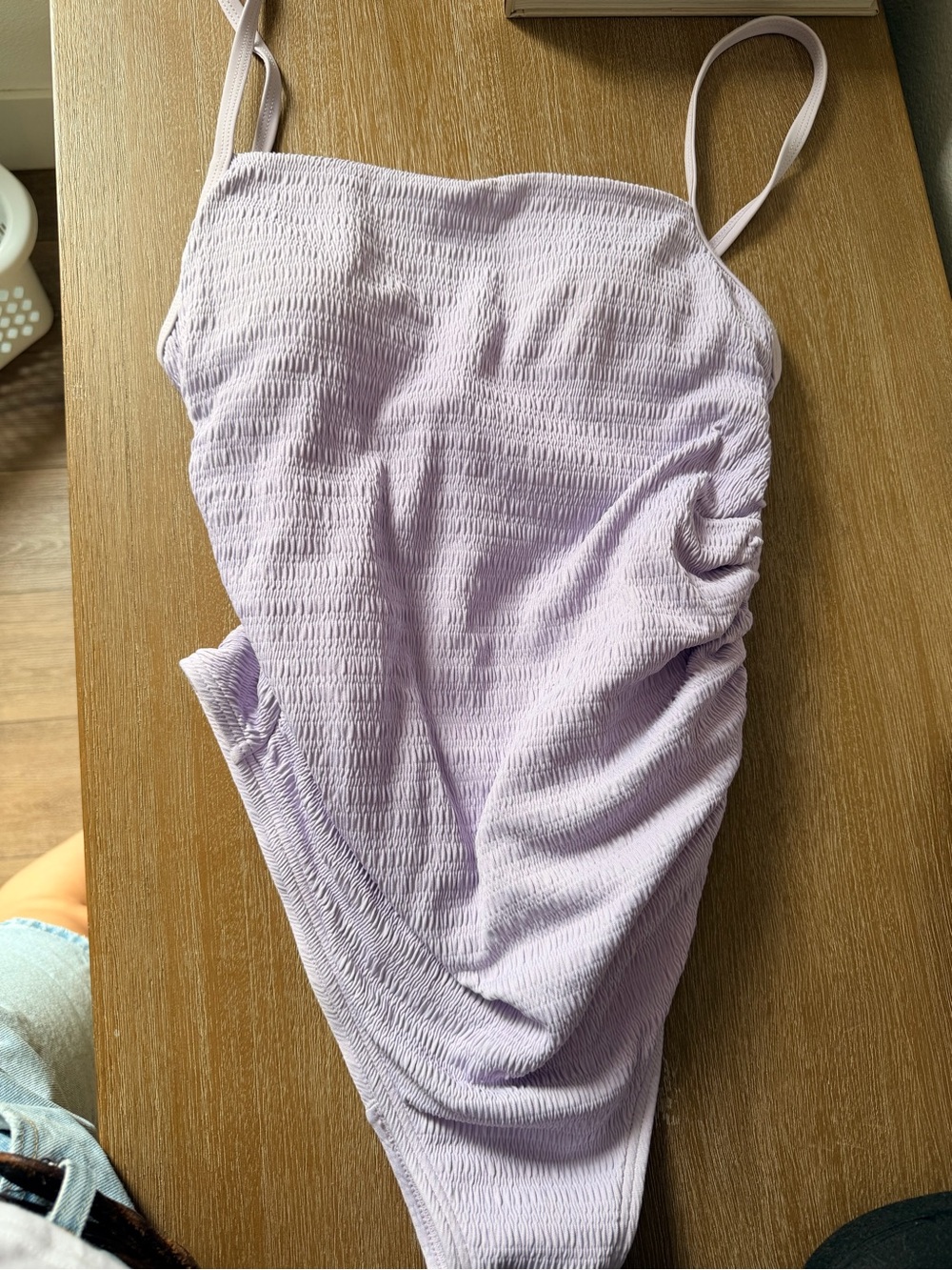 Lilac Textured Ruched Maternity One-Piece Swimsuit